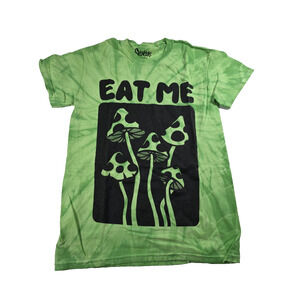 Spencer Gifts Mens Womens Mushrooms Acid Eat Me Green Tie Dye Graphic T Shirt S